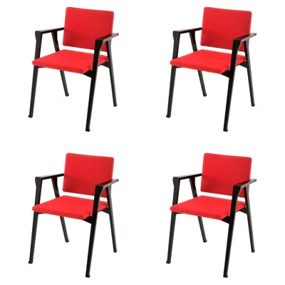 Pre-owned Cassina Set Of Four Franco Albini Luisa Chairs, Wood And Fabric By  In Brown
