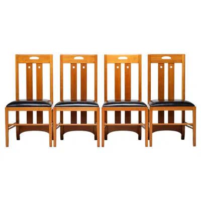 Pre-owned Cassina Set Of Four Mackintosh “309 Ingram” Mid Century Modern Dining Chairs By  In Brown