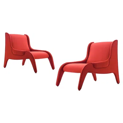 Pre-owned Cassina Set Of Two Marco Zanuso Antropus Armchairs By  In Red