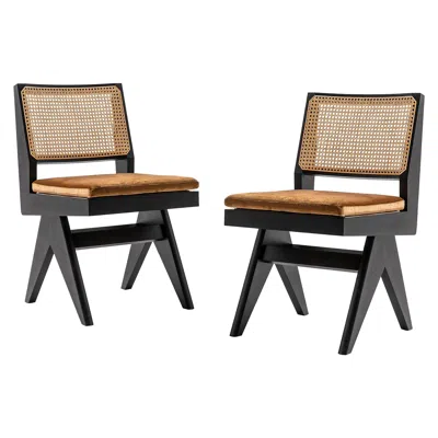 Pre-owned Cassina Set Of Two Pierre Jeanneret 055 Capitol Complex Chairs By  In Brown