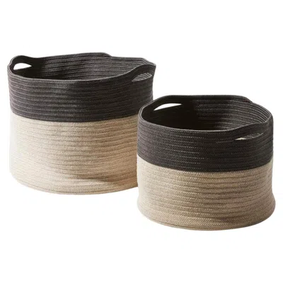 Pre-owned Cassina Set Of Two Podor Outdoor Accessories, Hand Woven In Italy In Black