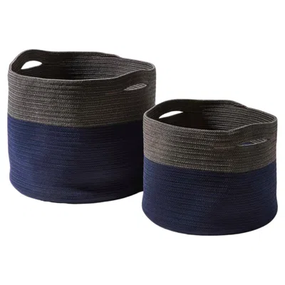 Pre-owned Cassina Set Of Two Podor Outdoor Accessories, Hand Woven Yarn, Italy In Black