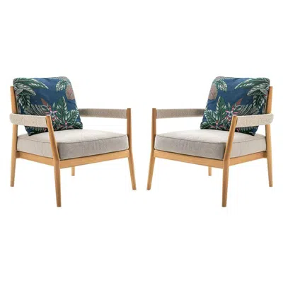 Pre-owned Cassina Set Of Two Rodolfo Dordoni ''dine Out Armchair' Teak, Rope And Fabric By  In Brown