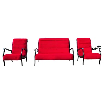 Pre-owned Cassina Sofa And Two Armchairs By Ezio Longhi For Elam In Brown
