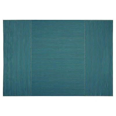 Pre-owned Cassina Soleil Outdoor Rug, Polypropylene, Striped Design, Italy, New In Blue