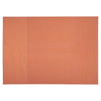 Pre-owned Cassina Soleil Outdoor Rug, Polypropylene, Striped Design, Italy, New In Orange