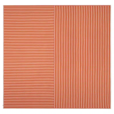 Pre-owned Cassina Soleil Outdoor Rug, Polypropylene, Striped Design, Italy, New In Orange