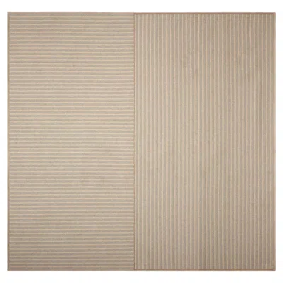 Pre-owned Cassina Soleil Outdoor Rug, Polypropylene, Striped Design, Italy, New In Sand
