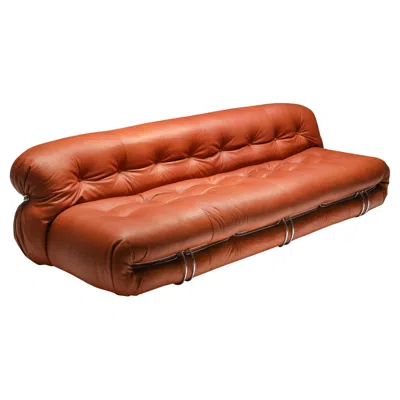 Pre-owned Cassina 'soriana' Cognac Leather Sofa By Afra And Tobia Scarpa, 1970s In Brown