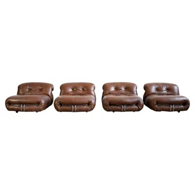 Pre-owned Cassina Soriana Lounge Chairs In Brown Leather By Afra And Tobia Scarpa For  - 4