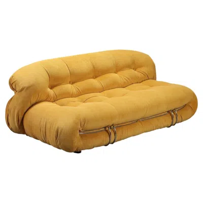 Pre-owned Cassina Soriana Sofa In Yellow Fabric By Afra And Tobia Scarpa For , 1970s
