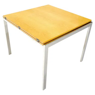 Pre-owned Cassina Square Oak Flip Top Chrome Base Italian Modern Dining Game Table C1970s Mint! In Brown