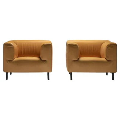 Pre-owned Cassina Very Nice Set Of 'met 250' Leather Armchairs By Piero Lissoni For  Italy In Brown