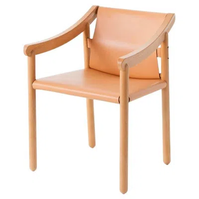 Pre-owned Cassina Vico Magistretti 905 Armchair By , Solid Wood & Cowhide, Italy In Brown