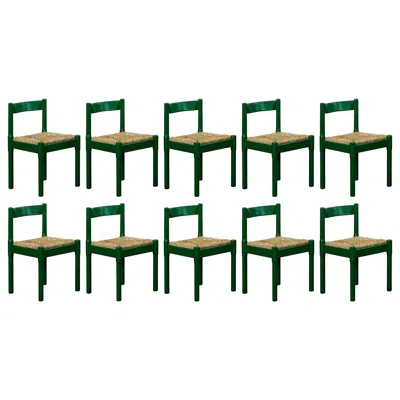 Pre-owned Cassina Vico Magistretti "carimate" Dining Chairs For , 1960, Set Of 10 In Brown