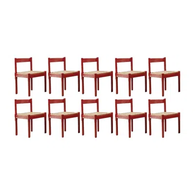 Pre-owned Cassina Vico Magistretti "carimate" Dining Chairs For , 1960, Set Of 10 In Brown