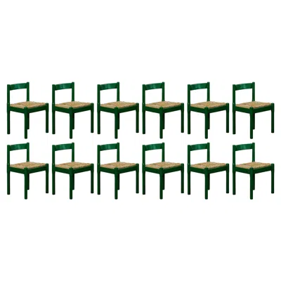 Pre-owned Cassina Vico Magistretti "carimate" Dining Chairs For , 1960, Set Of 12 In Brown