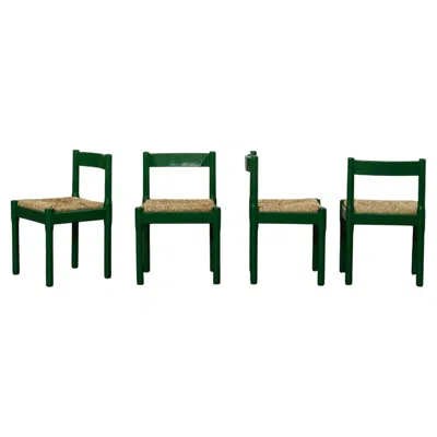 Pre-owned Cassina Vico Magistretti "carimate" Dining Chairs For , 1960, Set Of 4 In Brown