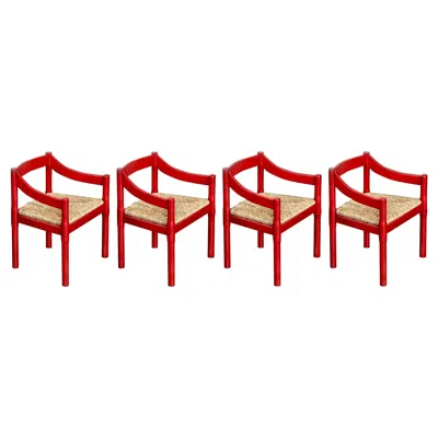 Pre-owned Cassina Vico Magistretti "carimate" Dining Chairs For , 1960, Set Of 4 In Brown