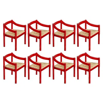 Pre-owned Cassina Vico Magistretti "carimate" Dining Chairs For , 1960, Set Of 8 In Brown
