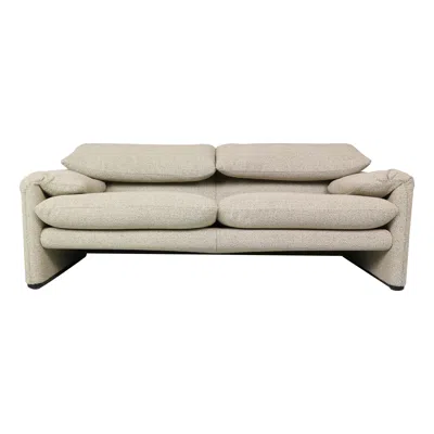 Pre-owned Cassina Vico Magistretti "maralunga" 2 And A Half-seater Re-upholstered Sofa For  In Sand