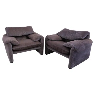 Pre-owned Cassina Vico Magistretti — Maralunga Armchairs —  In Brown