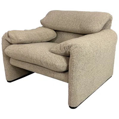 Pre-owned Cassina Vico Magistretti Maralunga Reupholstered Lounge Chair For , 1980s In Brown