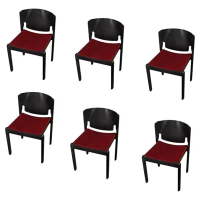 Pre-owned Cassina Vico Magistretti, Six Chairs, 122, , 1960s In Brown