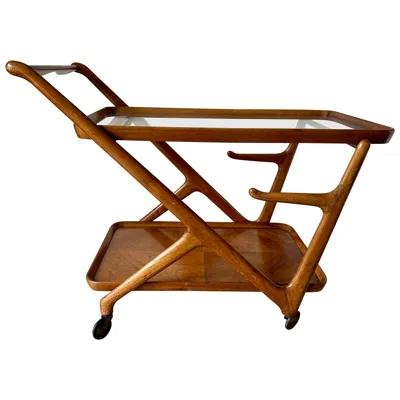 Pre-owned Cassina Vintage Walnut Cesare Lacca Tea Trolley Cart For  In Brown