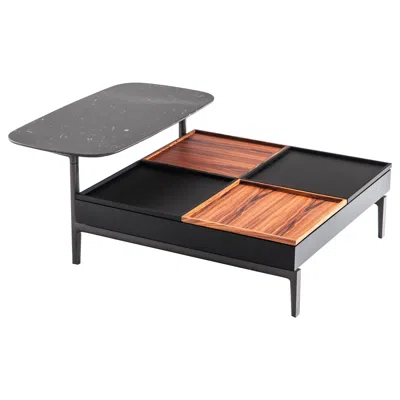Pre-owned Cassina Volage Ex-s Coffee Table In Marble And Aluminium Base By Philippe Starck In Black