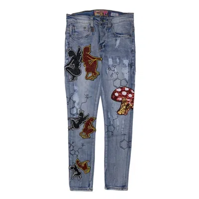 Cast Iron Men's Mushroom Angel Vs Devil Denim Jeans In Indigo In Multi