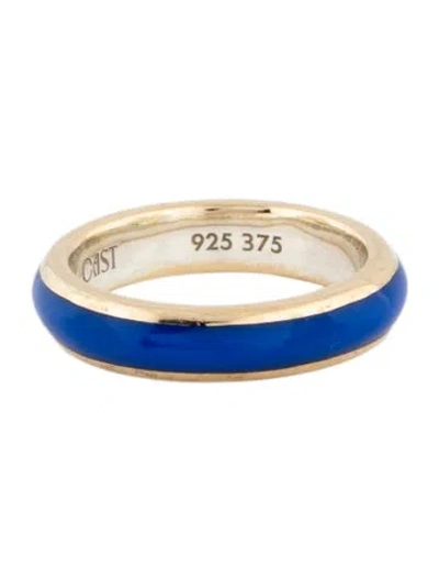 Pre-owned Cast Resin Color High Halo Stacking Ring In Blue