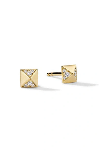 Cast The Geo Diamond Stud Earrings In Gold