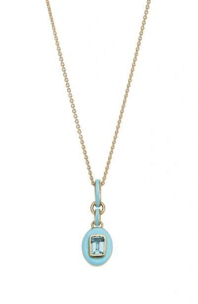 Cast The Stone Charm Necklace In Aquamarine