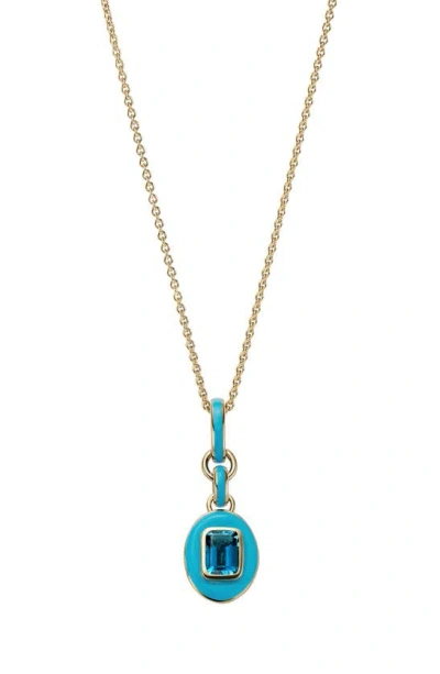 Cast The Stone Charm Necklace In Blue Topaz
