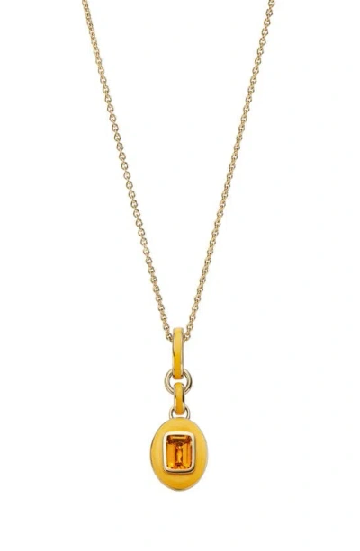 Cast The Stone Charm Necklace In Citrine