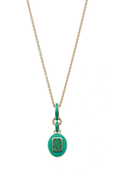 Cast The Stone Charm Necklace In Emerald