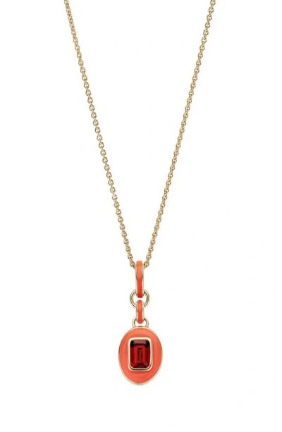 Cast The Stone Charm Necklace In Garnet