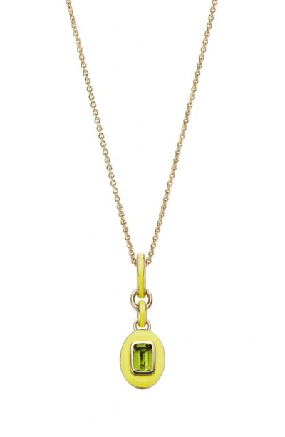 Cast The Stone Charm Necklace In Peridot