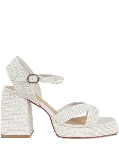 CASTAÃ±ER 100MM VALLE/142 METALLIC-WEAVE BLOCK-HEEL SANDALS