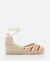 Castaã±er Castañer Carina Ankle Strap Crochet Wedge Sandals In Multicolor