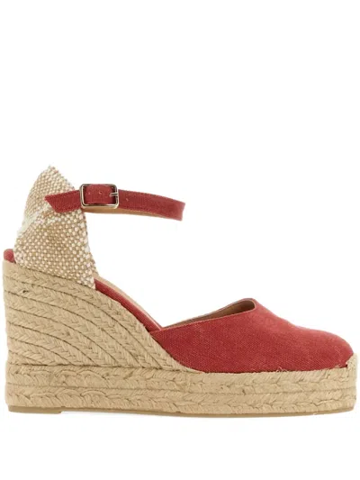 Castaã±er 70mm Ankle-strap Wedge-heel Espadrilles In Red