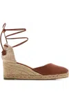 Castaã±er 70mm Carina Lace-up Wedge Espadrilles In Brown