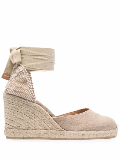 Castaã±er Carina Canvas Ankle-tie Wedge Espadrilles In Brown