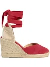 Castaã±er 90mm Chiara Wedge Espadrille In Red