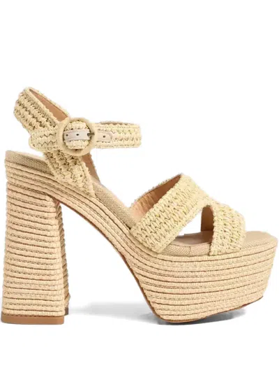 Castaã±er Adriana Woven Platform Sandals In Neutral