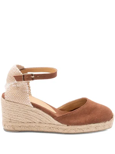Castaã±er Ankle Strap Wedge Espadrille In Brown