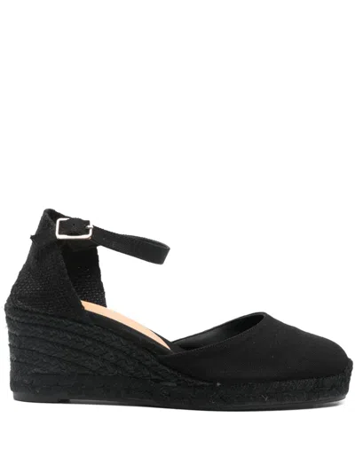Castaã±er Ankle Strap Wedge Espadrilles In Black