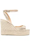 Castaã±er Ankle Strap Wedge Espadrilles In Gold