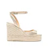 Castaã±er Ankle Strap Wedge Espadrilles In Gold